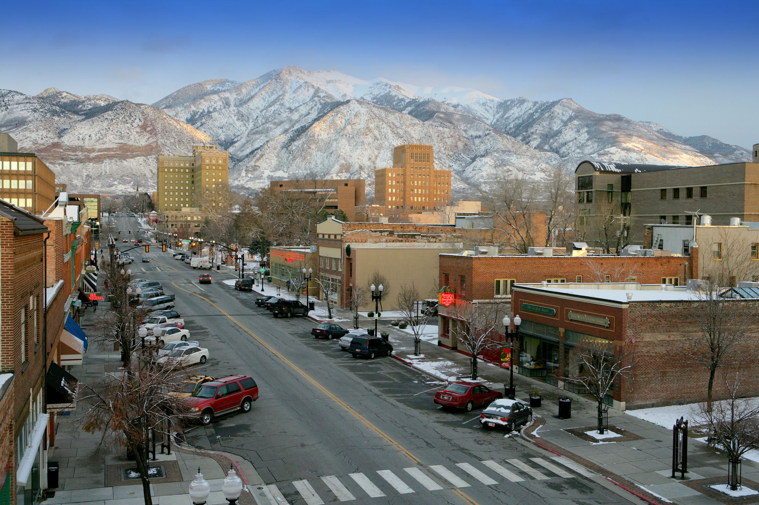 Downtown With Mountains